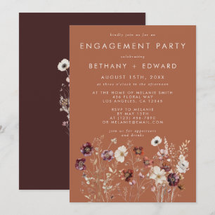 Invitación Fiesta de compromiso de terracota floral de otoño