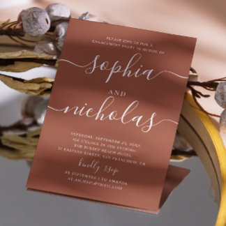 Invitación Fiesta de compromiso de Terracota Profunda | Otoño