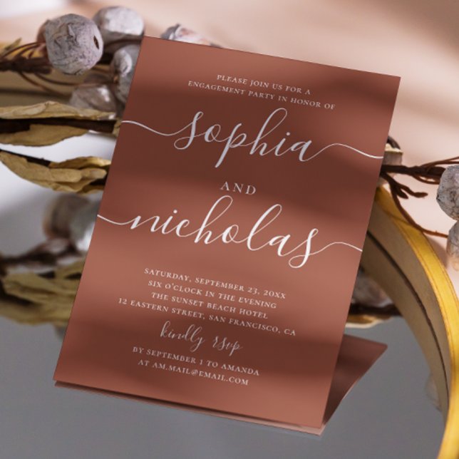 Invitación Fiesta de compromiso de Terracota Profunda | Otoño (Subido por el creador)