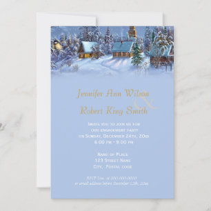 Invitación Fiesta de compromiso de vacaciones de Navidad vint