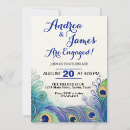 Invitación Fiesta de compromiso de verde pastel y plumas de p