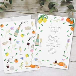 Invitación Fiesta de compromiso de vino y queso bohemio