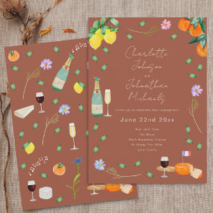 Invitación Fiesta de Compromiso de Vino y Queso Boho Otoño