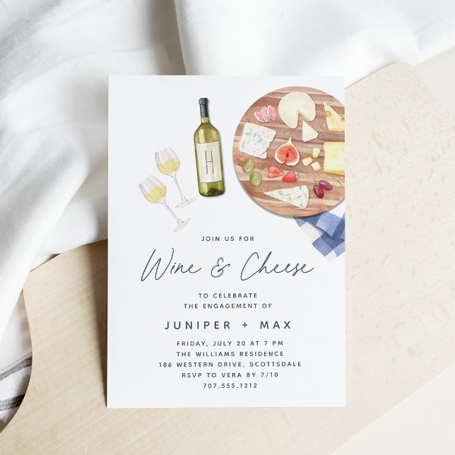 Invitación Fiesta de compromiso de vino y queso de la tabla d (Subido por el creador)
