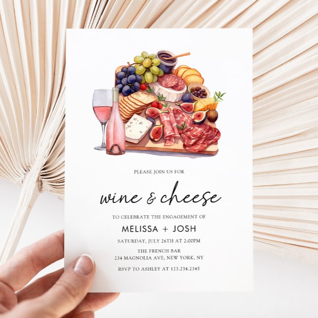Invitación Fiesta de compromiso de vino y queso de la tabla d (Subido por el creador)
