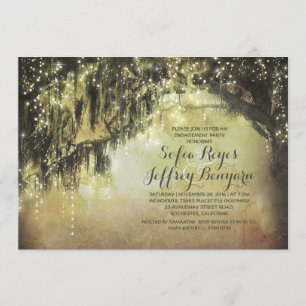 Invitación fiesta de compromiso de vintage de árbol rústico c