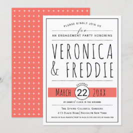 Invitación Fiesta de compromiso del boda de coral viviente de