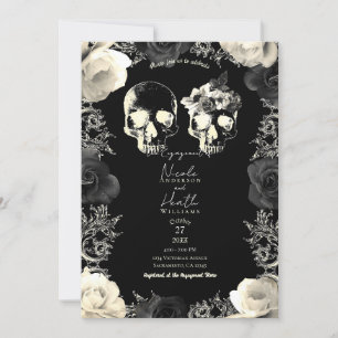 Invitación Fiesta de compromiso del esqueleto de cráneo gris 