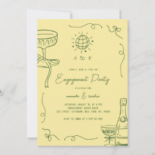 Invitación Fiesta de Compromiso Divertida y Caprichosa al Est