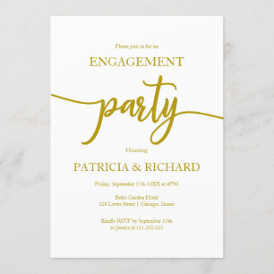 Invitación Fiesta de Compromiso Dorada Elegante