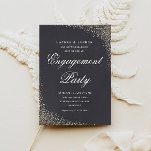 Invitación Fiesta de compromiso Elegant Script Gold