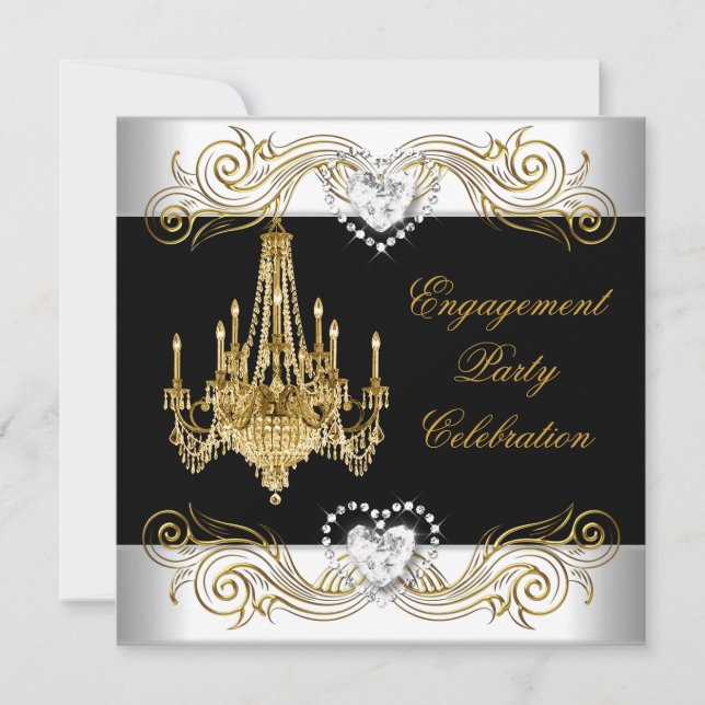 Invitación Fiesta de Compromiso Elegante Candilero de Plata B (Anverso)