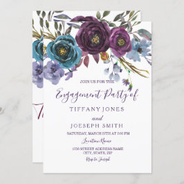 Invitación Fiesta de compromiso elegante de color morado flor