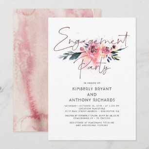 Invitación Fiesta de compromiso elegante de escritura de firm