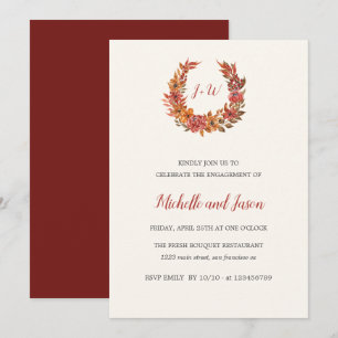 Invitación Fiesta de compromiso elegante de las flores de oto