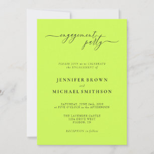 Invitación Fiesta de compromiso elegante de negro azabache li