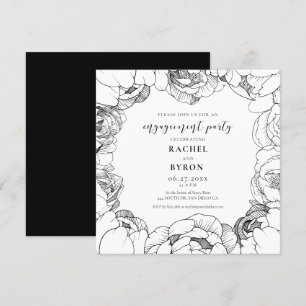 Invitación Fiesta de compromiso elegante de peonatos negros y