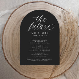 Invitación Fiesta de compromiso elegante en blanco y negro