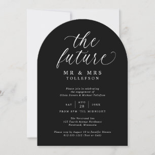 Invitación Fiesta de compromiso elegante en negro y blanco co