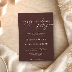 Invitación Fiesta de compromiso elegante marrón chocolate