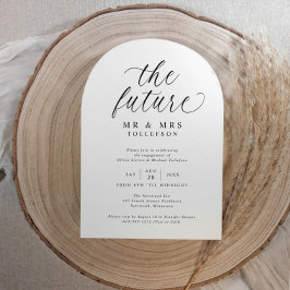 Invitación Fiesta de Compromiso Elegante Negro y Blanco