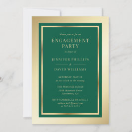 Invitación Fiesta de Compromiso Elegante Verde Esmeralda y Do