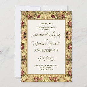 Invitación Fiesta de compromiso elegante vintage rosa oro