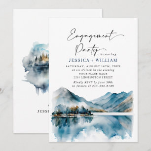 Invitación Fiesta de Compromiso en Bosque de Montañas Elegant