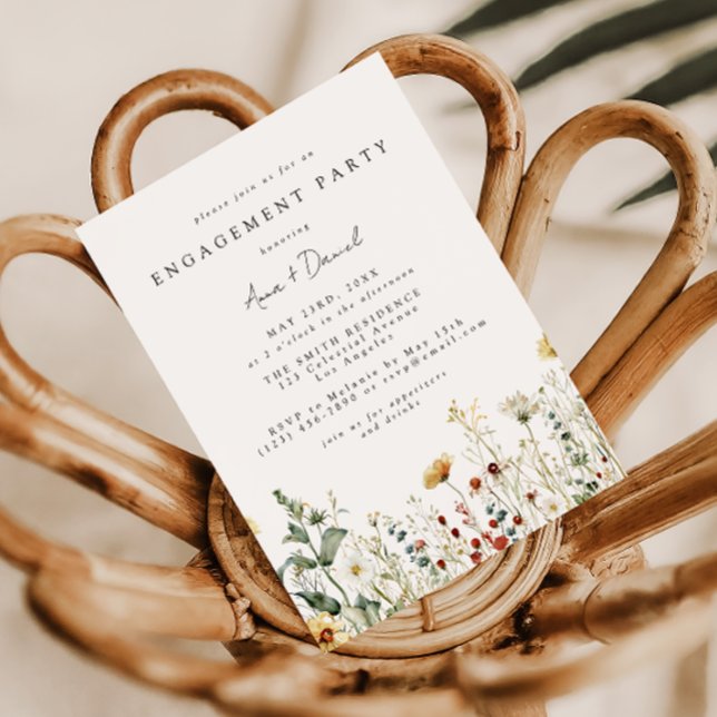 Invitación Fiesta de compromiso en campo de flores silvestres (Subido por el creador)