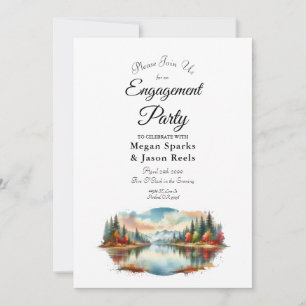 Invitación Fiesta de Compromiso en el Lago Boscoso de Otoño R