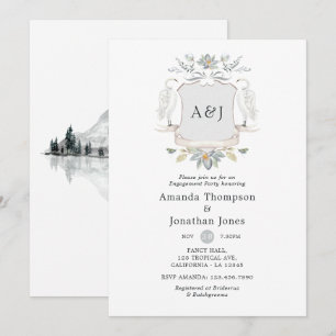 Invitación Fiesta de compromiso en el lago con monograma Laur