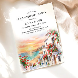 Invitación Fiesta de compromiso en la playa al atardecer con