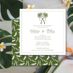 Invitación Fiesta de compromiso en la playa con monograma de