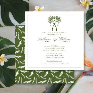 Invitación Fiesta de compromiso en la playa con monograma de