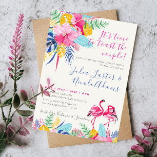 Invitación Fiesta de compromiso en la selva tropical rosa de
