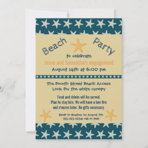 Invitación Fiesta de compromiso en Navy Starfish Beach - Invi