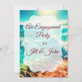 Invitación Fiesta de compromiso en playa tropical de boda