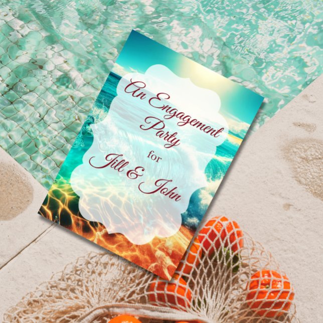 Invitación Fiesta de compromiso en playa tropical de boda (Subido por el creador)