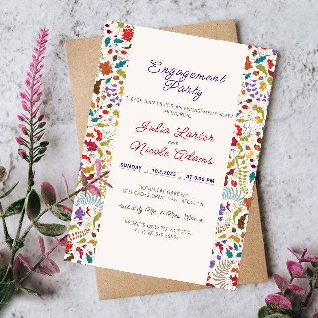 Invitación Fiesta de compromiso en Wild Rose Woods Exotic Gar (Subido por el creador)
