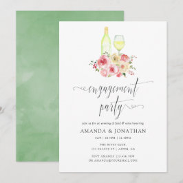 Invitación Fiesta de compromiso floral Blush & Sage cata de v