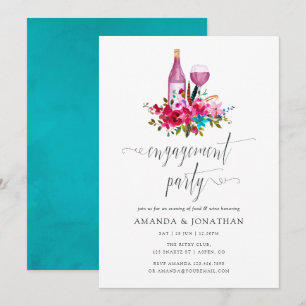 Invitación Fiesta de compromiso floral boho chic degustación