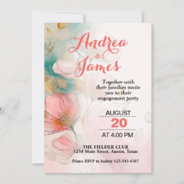 Invitación Fiesta de compromiso floral bonita