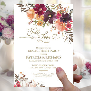 Invitación Fiesta de compromiso floral borgoña enamorada