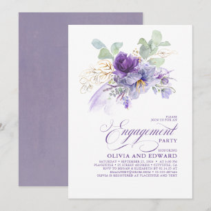 Invitación Fiesta de compromiso floral botánica de lavanda pú