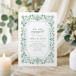 Invitación Fiesta de compromiso floral botánica vintage Sage