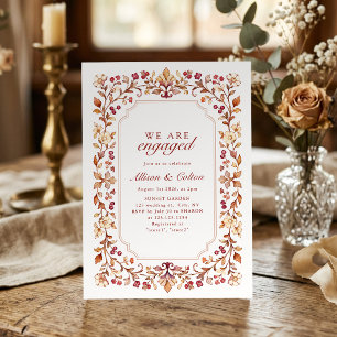 Invitación Fiesta de Compromiso Floral Botánico Vintage de Ot