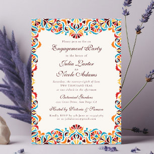 Invitación Fiesta de compromiso floral caprichosa naranja tea
