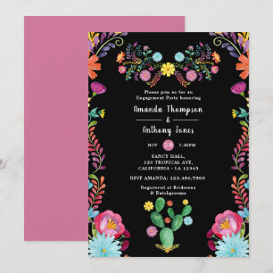 Invitación Fiesta de compromiso floral con acuarela colorida