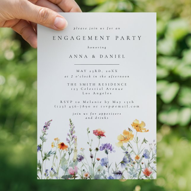 Invitación Fiesta de compromiso floral de acuarela vibrante (Subido por el creador)
