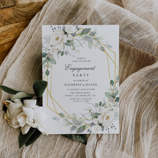 Invitación fiesta de compromiso floral de eucalipto (Subido por el creador)
